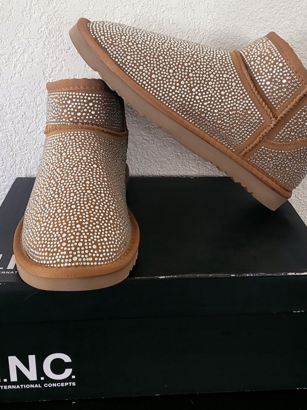 I.N.C. International Concepts Women's Tan Bling Ariee Mini Booties Size 9M NWOT